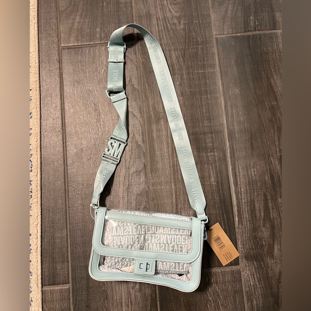 Steve Madden green/blue bag clear stadium bag